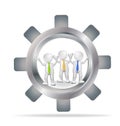 Teamwork people and gear logo