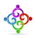 Teamwork people holding hands in business, meeting,party or unity children concept symbols vector icons