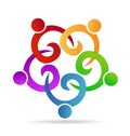 Teamwork people holding hands in business, meeting,party or unity children concept symbols vector icons