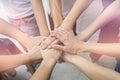 Teamwork people touch hands for unity group to succuss business