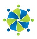 Teamwork people unity alliance. Vector logo symbol