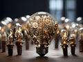 Teamwork and problem solving with bulb design and gears Royalty Free Stock Photo