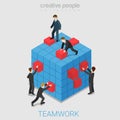 Teamwork project collaboration flat 3d isometric vector