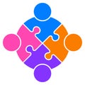 Teamwork puzzle people connected together logo