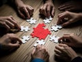 Collaborative Teamwork: Solving the Business Puzzle for Strategy and Success Royalty Free Stock Photo