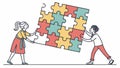 Teamwork Puzzle Solution Vector Concept, vector design Generative AI Royalty Free Stock Photo