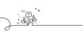 Teamwork question line icon. Ask help sign. Continuous line with curl. Vector