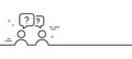 Teamwork questions line icon. Ask help sign. Minimal line pattern banner. Vector