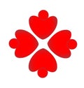 Teamwork red heart people shape formation vector logo Royalty Free Stock Photo
