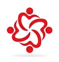 Teamwork red love people logo