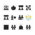 Teamwork related black glyph icons set on white space Royalty Free Stock Photo
