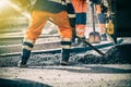 Teamwork on road construction Royalty Free Stock Photo