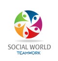 Teamwork social world networking, vector design