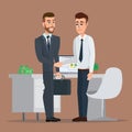 Teamwork solution and handshake of two businessman. Royalty Free Stock Photo