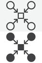 Teamwork structure network line and solid vector icon set Royalty Free Stock Photo