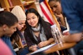 Teamwork of students working on task together Royalty Free Stock Photo