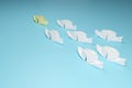 Leadership concept. Paper origami boats with leader. Team work idea. Royalty Free Stock Photo