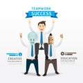 Teamwork of successful businessman cartoon Infographic Design.