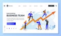 Teamwork, support and partnership concept. People climb arrow graph, business metaphor. Vector characters illustration Royalty Free Stock Photo