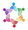 Teamwork swirly people colorful vector concept