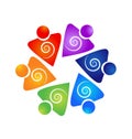 Teamwork swirly people icon logo