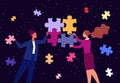 Teamwork and team building. Flat vector illustration. Royalty Free Stock Photo