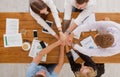 Teamwork and teambuilding concept in office, people connect hand Royalty Free Stock Photo