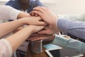 Teamwork and teambuilding, people connect hands Royalty Free Stock Photo