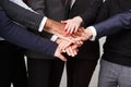 Teamwork and teambuilding, people connect hands Royalty Free Stock Photo