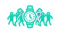 Teamwork Time: Clocks with People for Collective Schedule Group Efficiency, vector design Generative AI Royalty Free Stock Photo