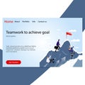 Teamwork to achive goal landing page. Work together for success