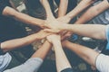 Teamwork Together Concept. Group of diversity people thumb up team success greeting power of tag team. Multiethnic people group Royalty Free Stock Photo