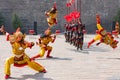 Chinese traditional dance, cultural performance of warriors in traditional costumes, China