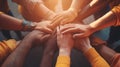 Teamwork, unity concept, group of friends put their hands together. Generative AI Royalty Free Stock Photo