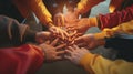 Teamwork, unity concept, group of friends put their hands together. Generative AI Royalty Free Stock Photo