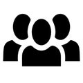 Teamwork vector icon eps 10. Three businessman silhouette. Team of people. Teamwork pictogram