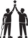 Teamwork vector icon silhouette of business success collaboration support with high five Royalty Free Stock Photo