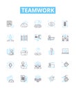 Teamwork vector line icons set. Collaboration, Synergy, Togetherness, Joint-effort, Harmony, Pooled, Partnership