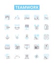 Teamwork vector line icons set. Collaboration, Synergy, Togetherness, Joint-effort, Harmony, Pooled, Partnership