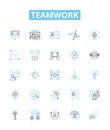 Teamwork vector line icons set. Collaboration, Synergy, Togetherness, Joint-effort, Harmony, Pooled, Partnership