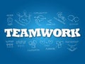 Teamwork word on light blue background. Vector illustration Royalty Free Stock Photo