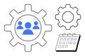 Teamwork and Workflow in Gear with Calendar for Task Management and Business Efficiency Royalty Free Stock Photo