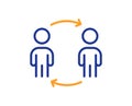 Teamwork workflow line icon. Business partnership sign. Vector