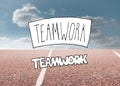 Teamwork written over running track
