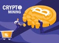Teamworkers crypto mining bitcoins Royalty Free Stock Photo
