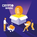 Teamworkers crypto mining bitcoins Royalty Free Stock Photo
