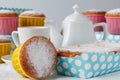 Teaparty, Sweet muffins and tea. Royalty Free Stock Photo