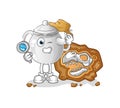 Teapot archaeologists with fossils mascot. cartoon vector