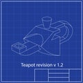 Teapot blueprint. Blueprints. Mechanical engineering drawings of teapot.