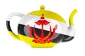 Teapot with Bruneian flag, 3D rendering